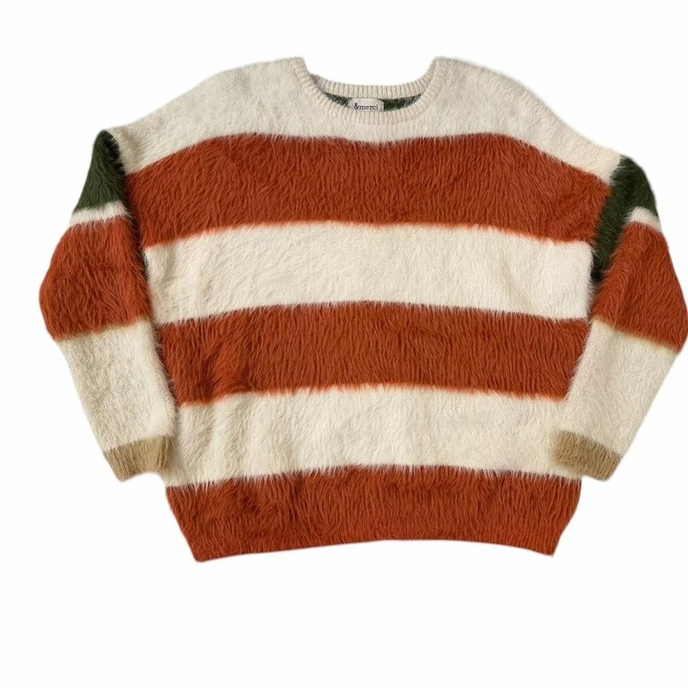 &merci orange and cream striped sweater